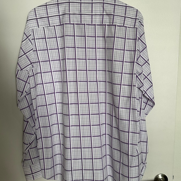 Bugatchi Uomo Purple Plaid Long Sleeve Men's Dress Shirt Size Large Classic Fit - Picture 5 of 6
